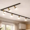Sistema luci a binario angolare 300cm nero oro 7 spot e27 orientabili monofase