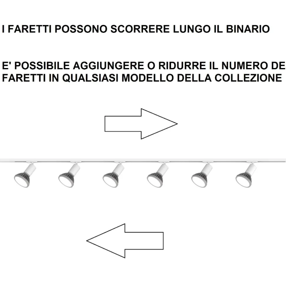 Sistema luci a binario angolare 300cm nero oro 7 spot e27 orientabili monofase