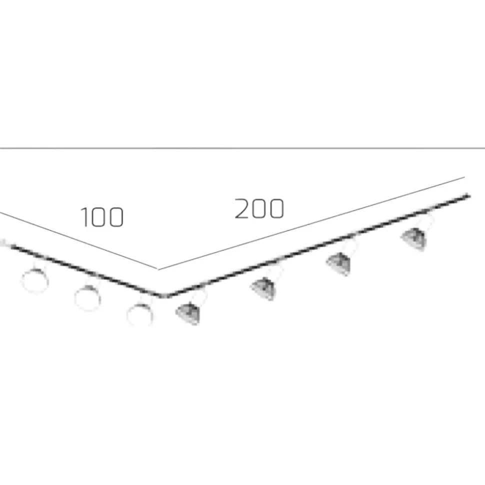 Sistema luci a binario angolare 300cm nero oro 7 spot e27 orientabili monofase