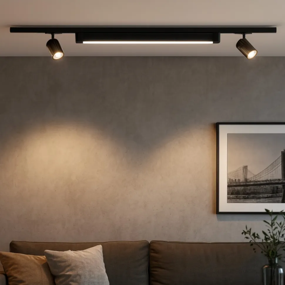 Sistema luci a binario binario led modulo nero 28w 3000k con spot orientabili