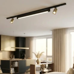 Sistema luci a binario 100cm modulo led 28w 3000k nero oro spot orientabili