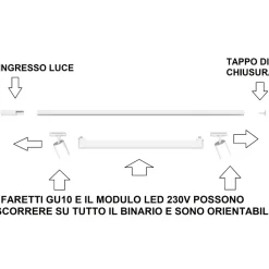 Sistema luci a binario modulo led 40w 4000k con spot monofase
