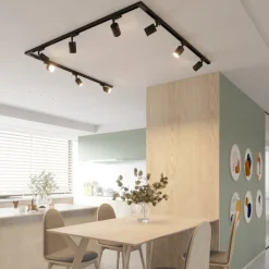 Sistema plafoniera a binario trifase 220v nero con faretti