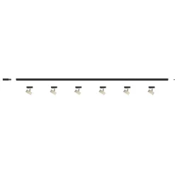 Sistema plafoniera binario 200cm monofase con 6 spot gx53 sabbia orientabili