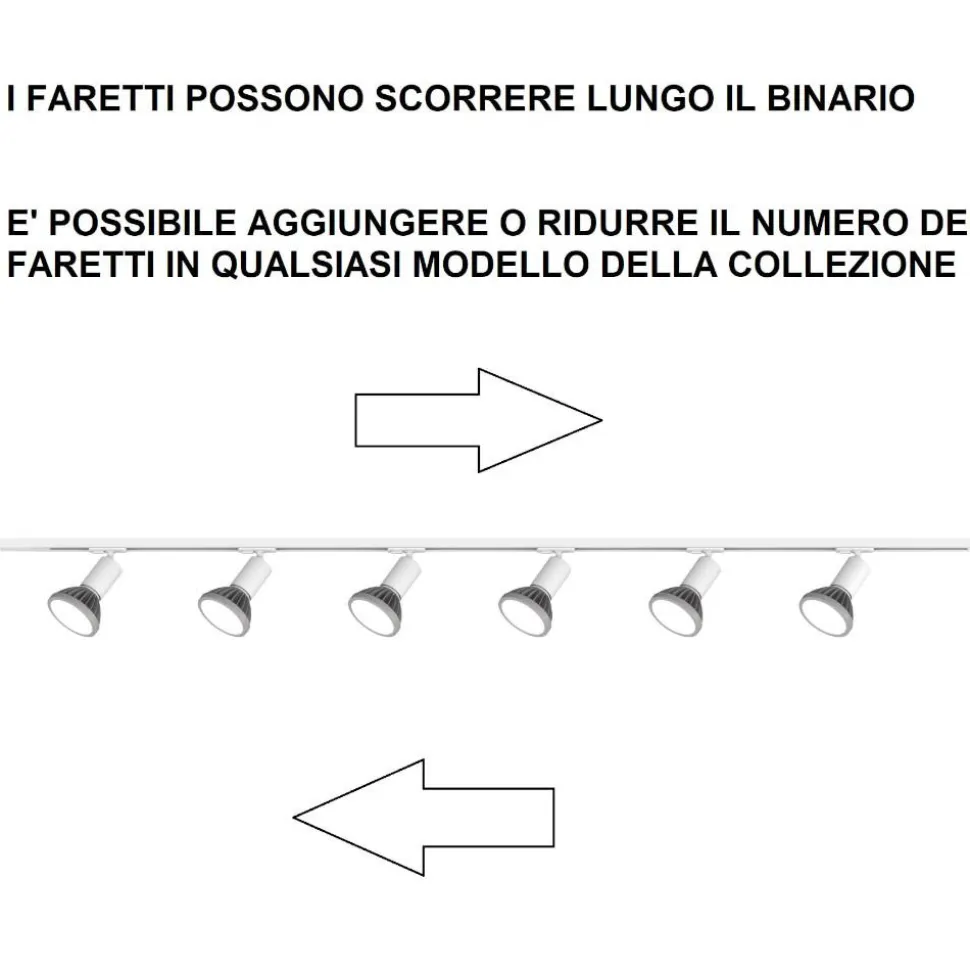 Sistema plafoniera binario 200cm monofase con 6 spot gx53 sabbia orientabili