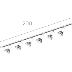 Sistema plafoniera binario 200cm monofase con 6 spot gx53 sabbia orientabili