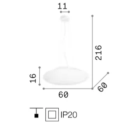 Smarties sp5 d60 lampadario per camera da letto vetro bianco ideal lux