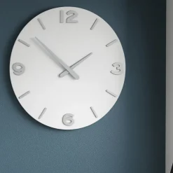 Smarty orologio da parete moderno rotondo legno bianco grigio