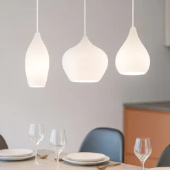 Soft sp3 lampadario per isola cucina tre luci vetri bianchi ideal lux