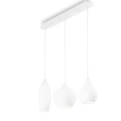 Soft sp3 lampadario per isola cucina tre luci vetri bianchi ideal lux
