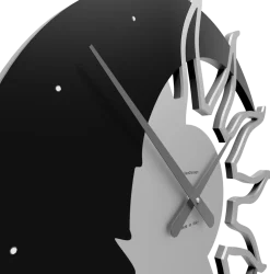 Sole luna grande orologio 60 da parete moderno legno nero grigio