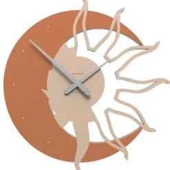 Sole luna orologio 60 da parete moderno legno colore terracotta