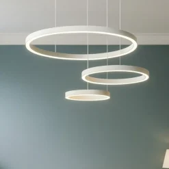 So soel 3 bianco ondaluce lampadario moderno cerchi led