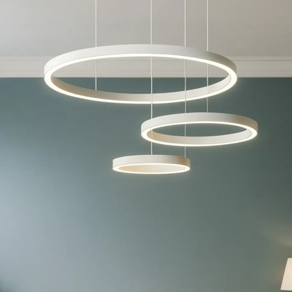 So soel 3 bianco ondaluce lampadario moderno cerchi led