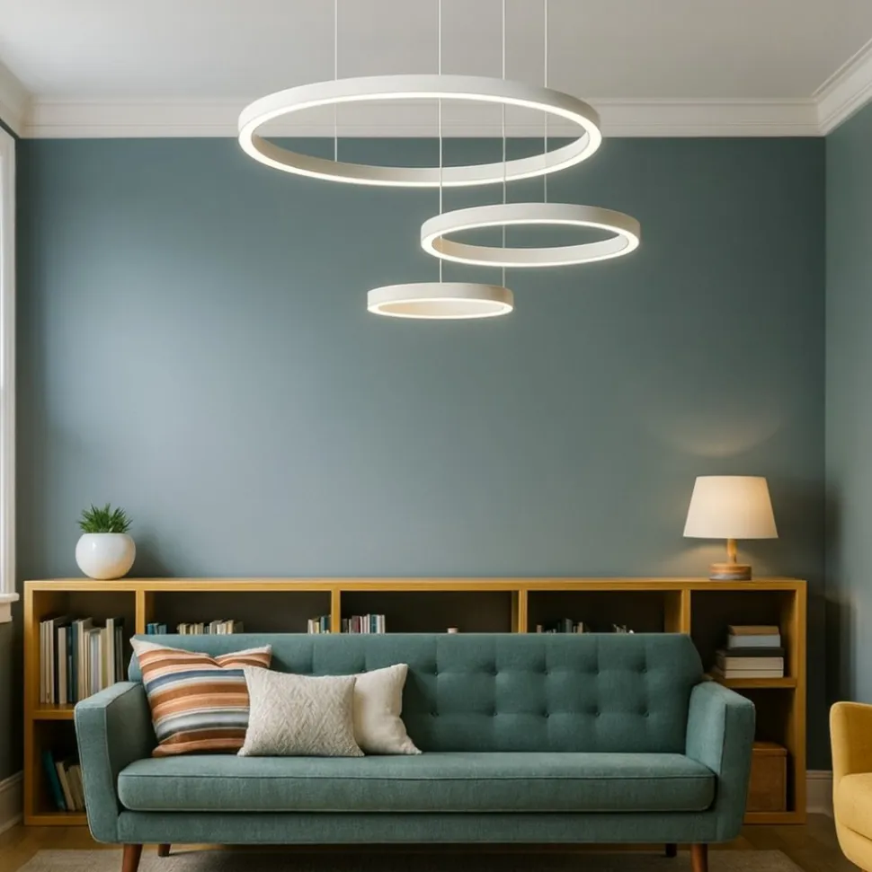 So soel 3 bianco ondaluce lampadario moderno cerchi led