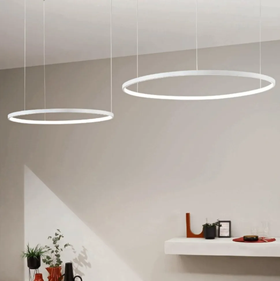So soel 2 bianco ondaluce lampadario moderno cerchi led