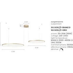 So soel 2 bianco ondaluce lampadario moderno cerchi led