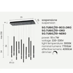 So tubic 10 ondaluce lampadario multiple nero moderno
