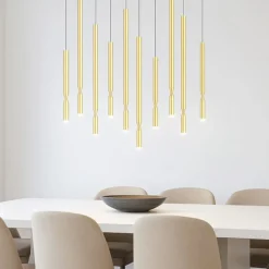 So tubic 10 ondaluce lampadario 10 luci sospese oro led 3000k dimmerabile