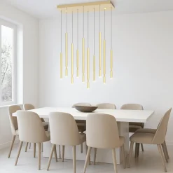 So tubic 10 ondaluce lampadario 10 luci sospese oro led 3000k dimmerabile