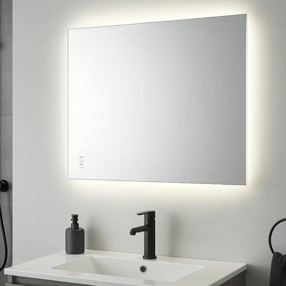 Specchiera da bagno rettangolare led touch 4000k antiappannamento