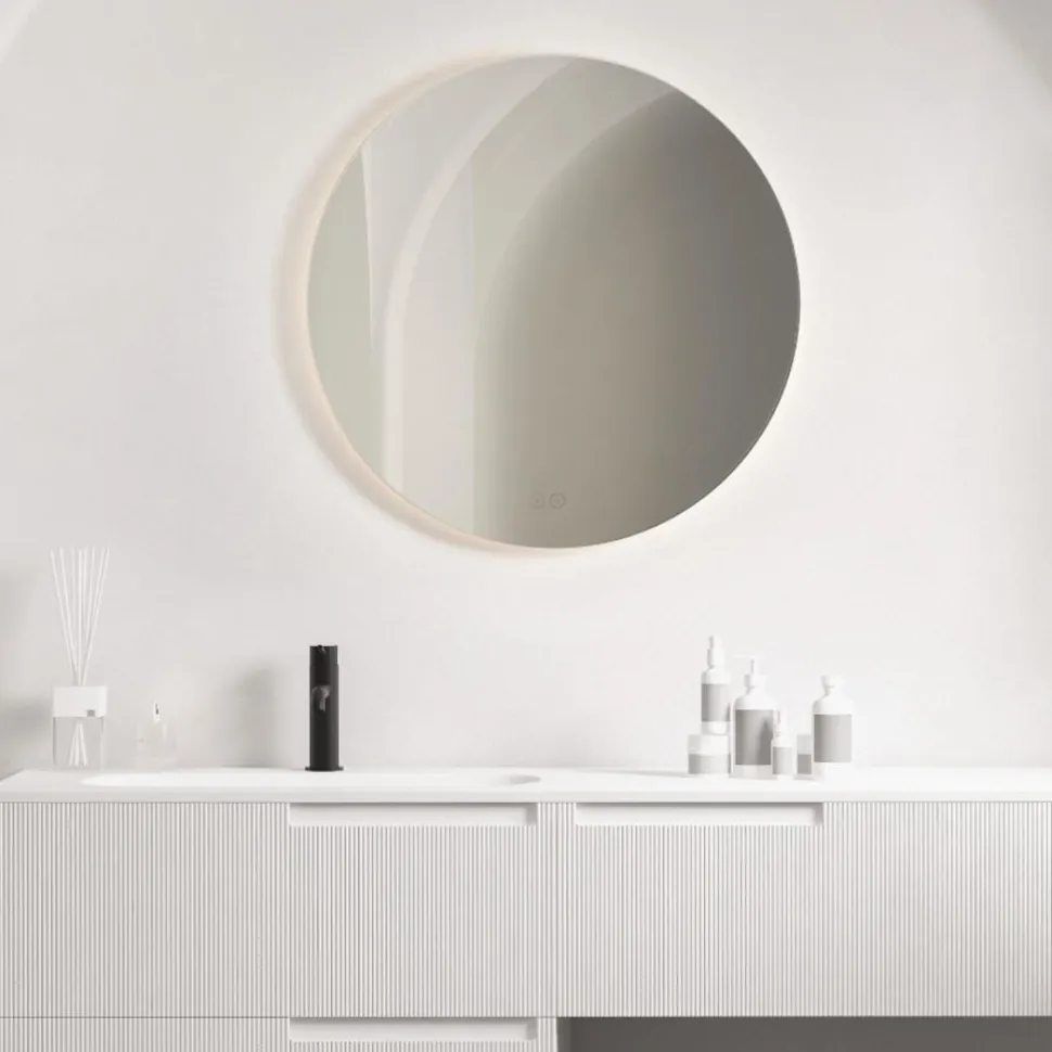 Specchiera tonda da bagno touch 60 cmled 4000k antiappannamento ip44
