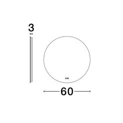 Specchiera tonda da bagno touch 60 cmled 4000k antiappannamento ip44