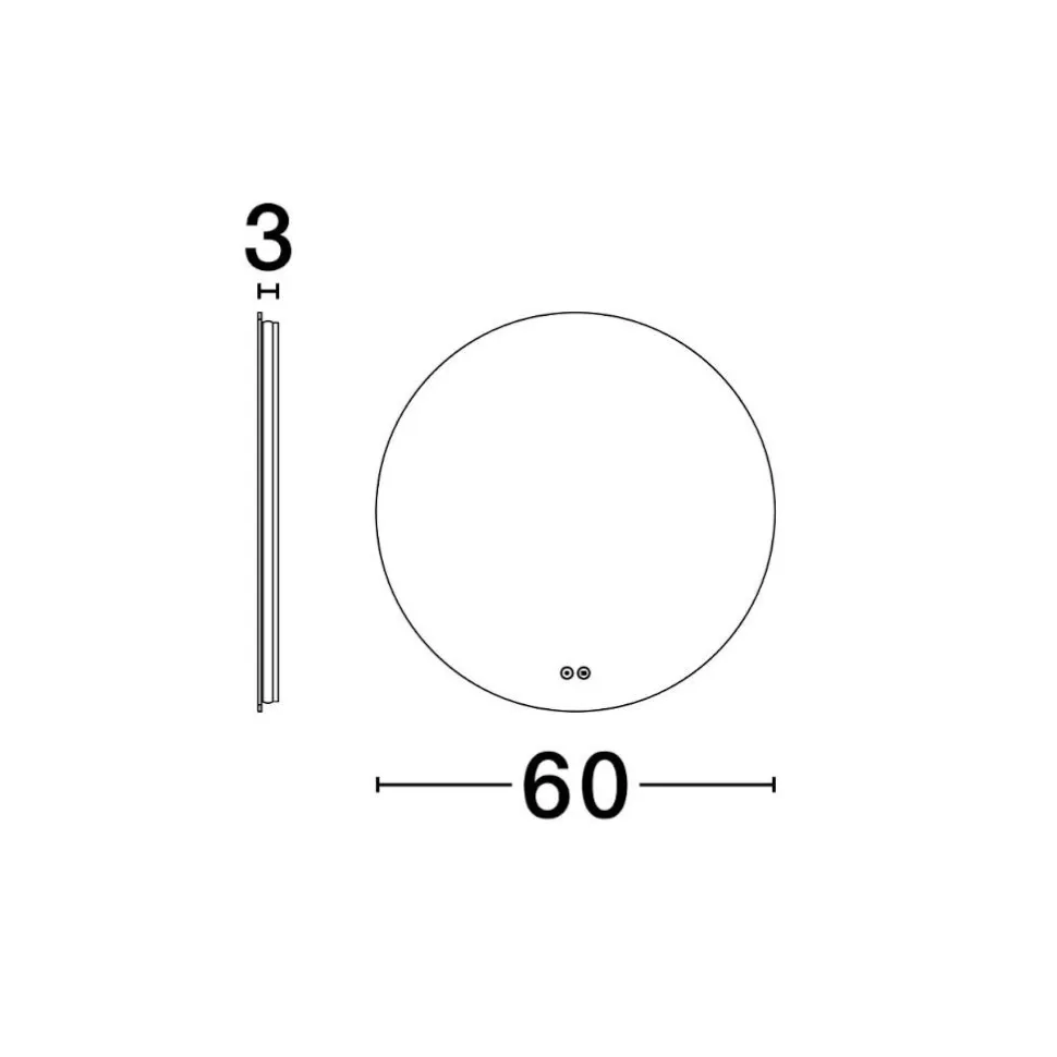 Specchiera tonda da bagno touch 60 cmled 4000k antiappannamento ip44