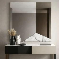 Specchio da parete 100cm design moderno per ingreso vetro marmo