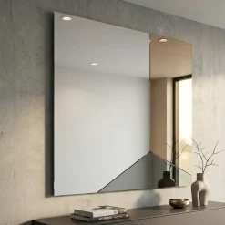 Specchio da parete 100cm moderno quadrato vetro fume-bronzo