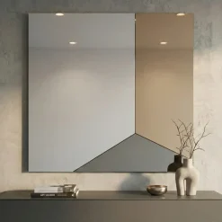 Specchio da parete 100cm moderno quadrato vetro fume-bronzo