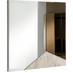 Specchio da parete 80cm quadrato vetro bronzo - marmo design