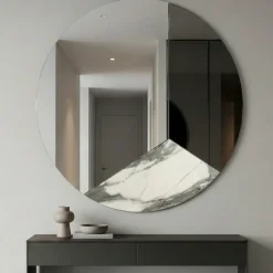 Specchio da parete 100cm rotondo design moderno fume-marmo