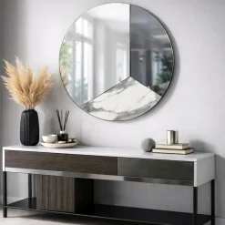 Specchio da parete 100cm rotondo design moderno fume-marmo