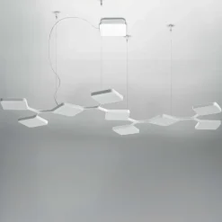 Stilnovo quad lampadario led 91w bianco design moderno per ufficio