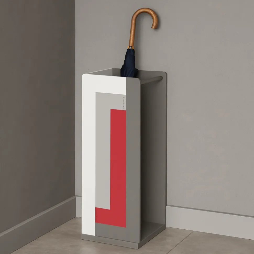 Stripes portaombrelli moderno rosso rubino grigio