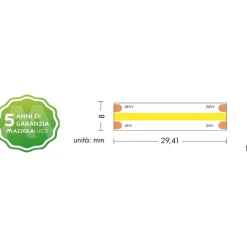Striscia led cob 3000k 11,2w-mt 24vdc bobina 5mt cri90
