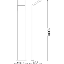Style pt h100 4000k ideal lux lampione per esterno ip54 nero sottile
