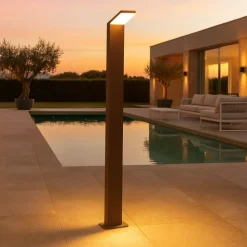 Style pt h100 3000k ideal lux lampione led da giardino marrone