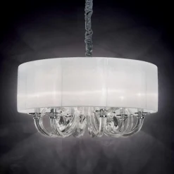Swan sp3 ideal lux lampadario stanza da letto tessuto bianco cristallo