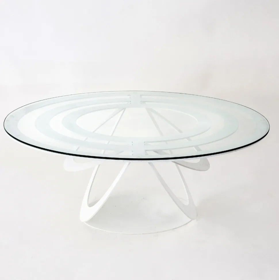 Tavolino ovale bianco da salotto metallo e vetro