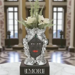 Testa di moro argento nero h28 lui vaso bongelli preziosi