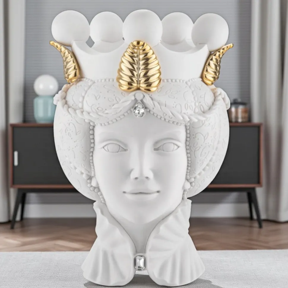 Testa moro lei scultura bianca h28 bongelli preziosi