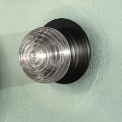 Tondo ondaluce lampade da parete soffitto nero sfera vetro fume