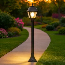 Top light alba lampione nero per giardino moderno 100cm ip55
