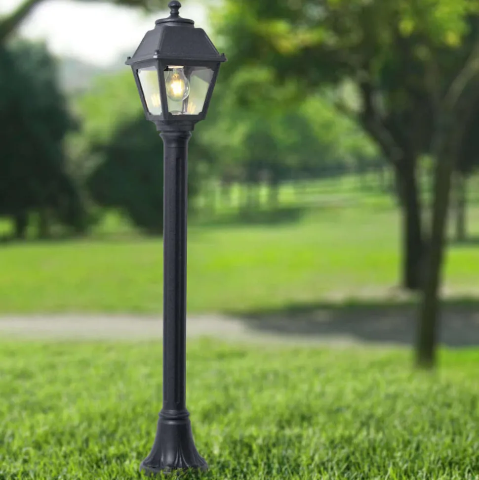 Top light alba lampione nero per giardino moderno 100cm ip55