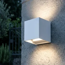 Top light applique cubo da parete per esterno perth bianco led cct