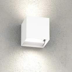 Top light applique cubo da parete per esterno perth bianco led cct