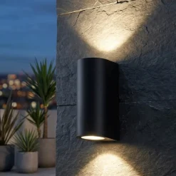 Top light applique per esterno balcone lione moderna nera ip65