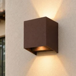 Top light applique perth corten cubo moderno led 10w cct ip65